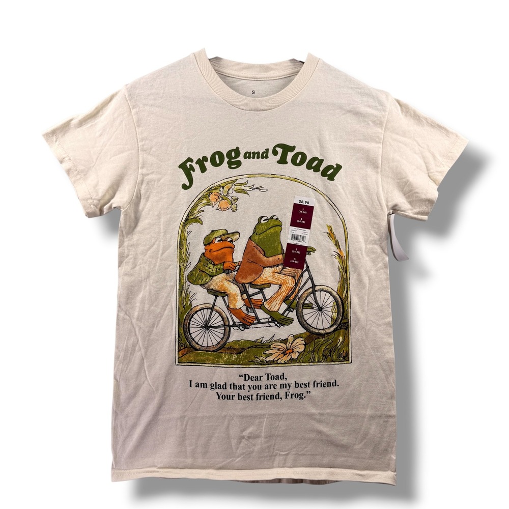 Frog and Toad Together Graphic T-Shirt Mens Small Cream Arnold Lobel Book Tee